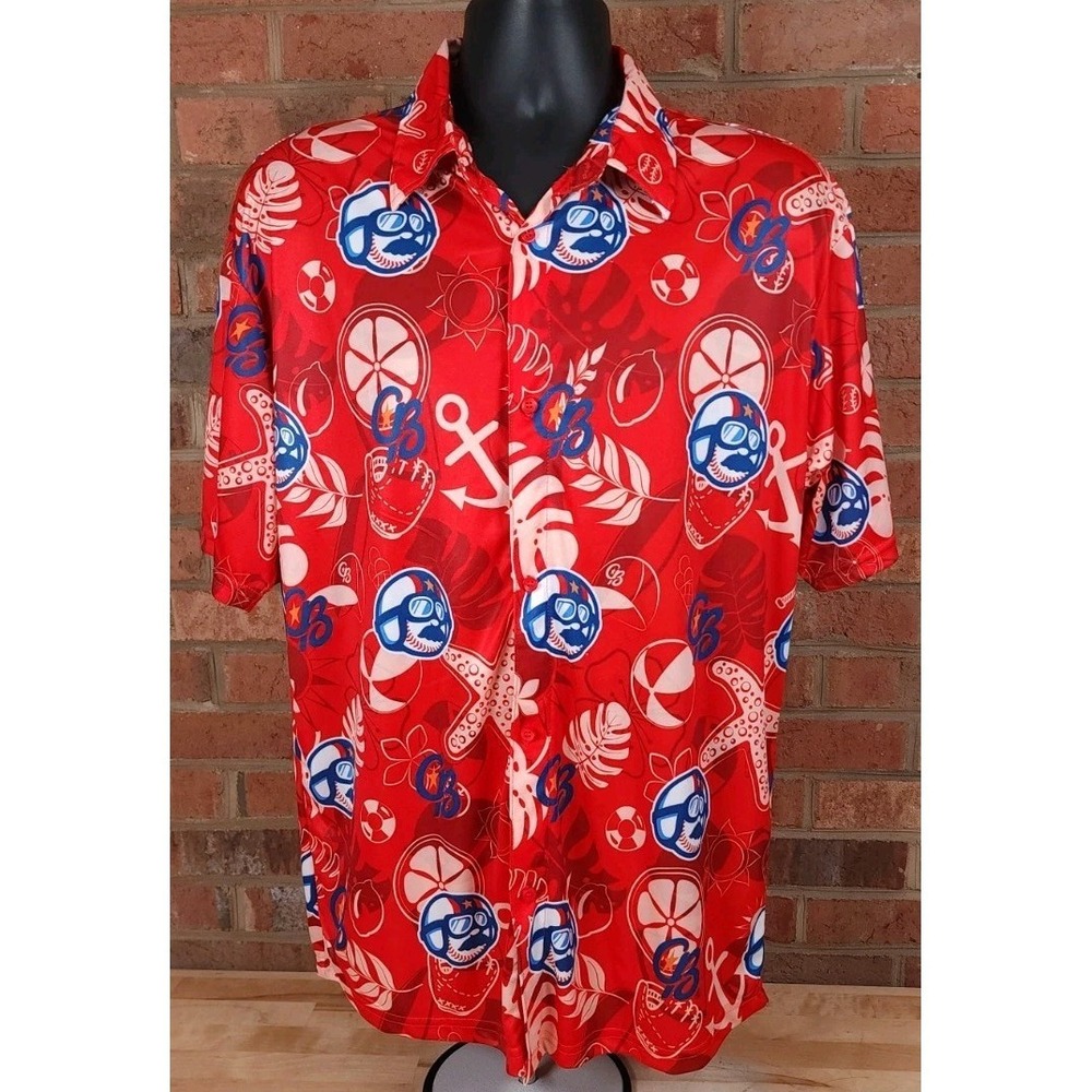 Kannapolis‎ Canon Ballers MILB Button Up XL Red Hawaiian Shirt White Sox